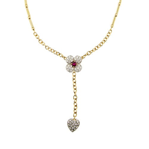 Collier Collier chandelier - Rubis et diamants en or jaune et blanc 18 kt 58 Facettes 40802