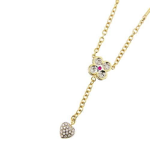 Collier Collier chandelier - Rubis et diamants en or jaune et blanc 18 kt 58 Facettes 40802