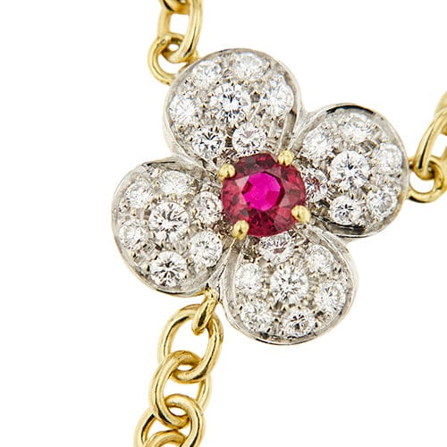 Collier Collier chandelier - Rubis et diamants en or jaune et blanc 18 kt 58 Facettes 40802