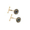 Boutons de manchette Gemelli - Boutons de manchette fleur en or rose 14 ct, saphirs et diamants 58 Facettes 41124
