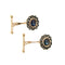 Boutons de manchette Gemelli - Boutons de manchette fleur en or rose 14 ct, saphirs et diamants 58 Facettes 41124