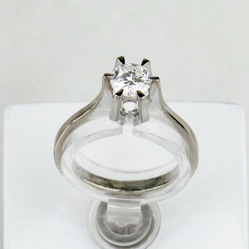 Bague 53 Bague solitaire - Brillant 0,52 ct en or blanc 18 carats 58 Facettes 1298