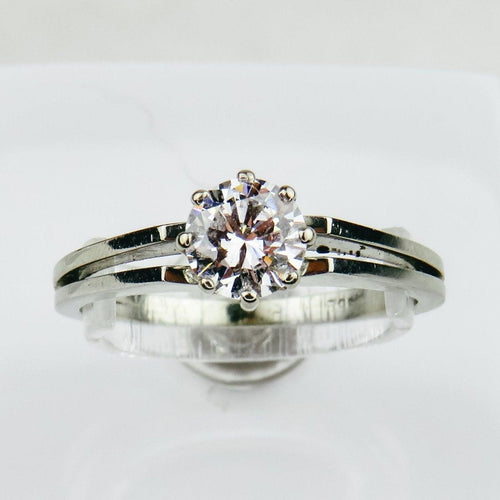 Bague 58 Bague solitaire en or blanc 585 avec diamant env. 1,0 ct 58 Facettes 1188