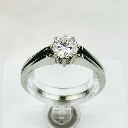 Bague 58 Bague solitaire en or blanc 585 avec diamant env. 1,0 ct 58 Facettes 1188
