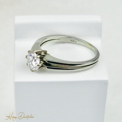 Bague 58 Bague solitaire en or blanc 585 avec diamant env. 1,0 ct 58 Facettes 1188