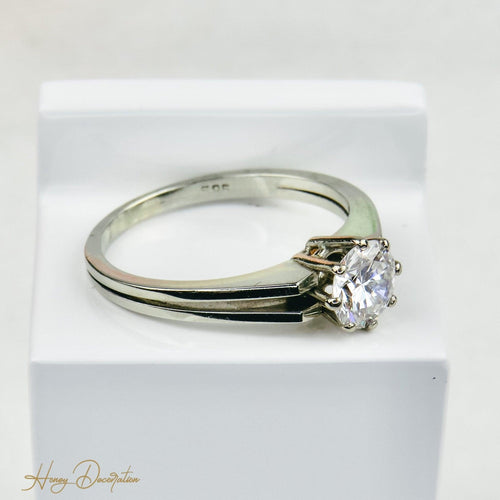 Bague 58 Bague solitaire en or blanc 585 avec diamant env. 1,0 ct 58 Facettes 1188