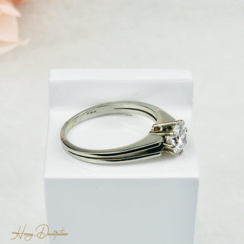 Bague 58 Bague solitaire en or blanc 585 avec diamant env. 1,0 ct 58 Facettes 1188