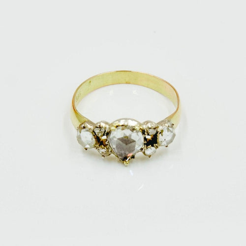 Bague 56 Bague ancienne - Diamants taille rose en or jaune 14K 58 Facettes 1056