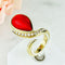 Bague 55 Bague en or jaune 18 carats avec corail et diamants 58 Facettes 1853