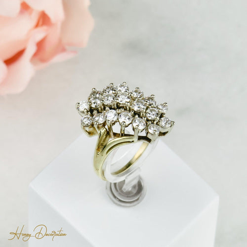 Bague 55 Bague en or jaune 14 carats avec 19 diamants 2,0 ct 58 Facettes 1561