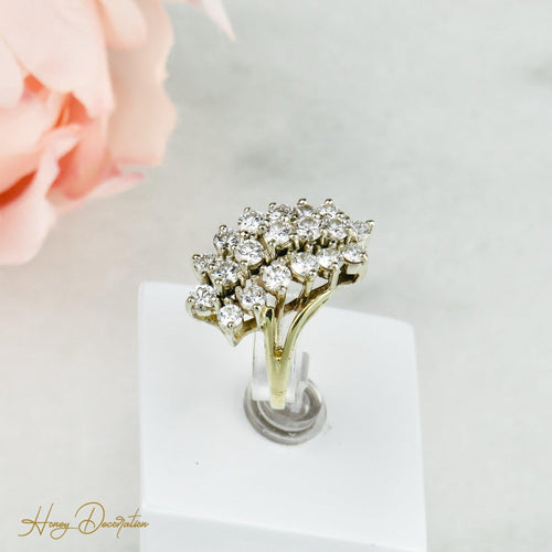 Bague 55 Bague en or jaune 14 carats avec 19 diamants 2,0 ct 58 Facettes 1561