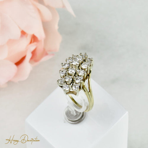 Bague 55 Bague en or jaune 14 carats avec 19 diamants 2,0 ct 58 Facettes 1561