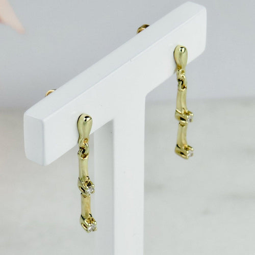 Boucles d'oreilles Boucles d'oreilles pendantes - Or jaune 14 carats et diamants 58 Facettes 1272
