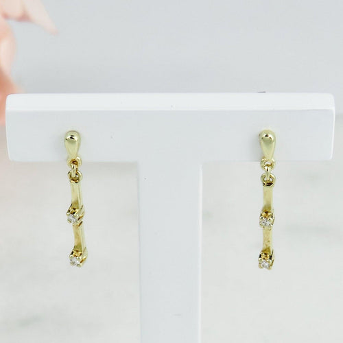 Boucles d'oreilles Boucles d'oreilles pendantes - Or jaune 14 carats et diamants 58 Facettes 1272