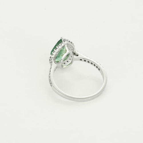 Bague 53 Bague en or gris, diamants et émeraude 58 Facettes EDSR-1