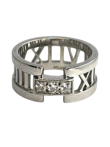 Bague 51 Tiffany & Co Atlas - Bague en or blanc 18K et diamants 0,15 ct 58 Facettes 1481