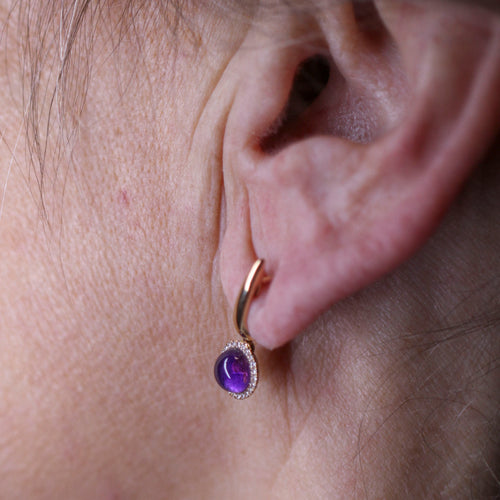 Boucles d'oreilles Boucles d’oreilles - Améthystes cabochon et diamants en or jaune 18 K 58 Facettes UKA000092FV