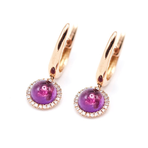 Boucles d'oreilles Boucles d’oreilles - Améthystes cabochon et diamants en or jaune 18 K 58 Facettes UKA000092FV