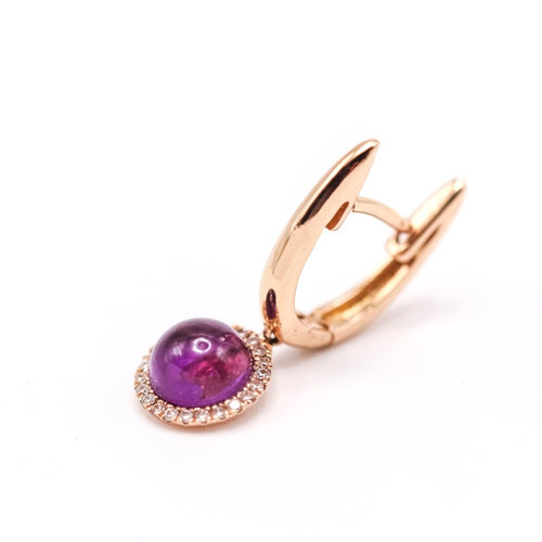 Boucles d'oreilles Boucles d’oreilles - Améthystes cabochon et diamants en or jaune 18 K 58 Facettes UKA000092FV