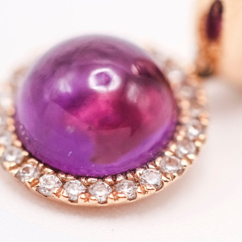 Boucles d'oreilles Boucles d’oreilles - Améthystes cabochon et diamants en or jaune 18 K 58 Facettes UKA000092FV