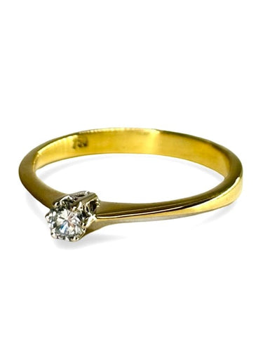 Bague 55 Solitaire - Bague en or jaune 18K et diamant 0,13 ct 58 Facettes 1559