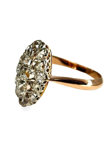 Bague 55 Bague ancienne en or rose 18K sertie de diamants 0,50 ct 58 Facettes 1628