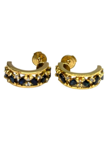Boucles d'oreilles Boucles d'oreilles en or jaune 18K avec saphirs et diamants 58 Facettes 1521