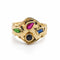 Bague 55 Bague en or jaune 18 carats sertie de saphirs, rubis et émeraude 58 Facettes Bague en or et pierres précieuse