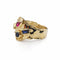Bague 55 Bague en or jaune 18 carats sertie de saphirs, rubis et émeraude 58 Facettes Bague en or et pierres précieuse