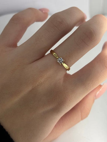 Bague 53.5 Solitaire - Bague en or jaune 18K et diamant 0,18 ct 58 Facettes 1522