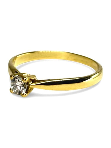 Bague 53.5 Solitaire - Bague en or jaune 18K et diamant 0,18 ct 58 Facettes 1522
