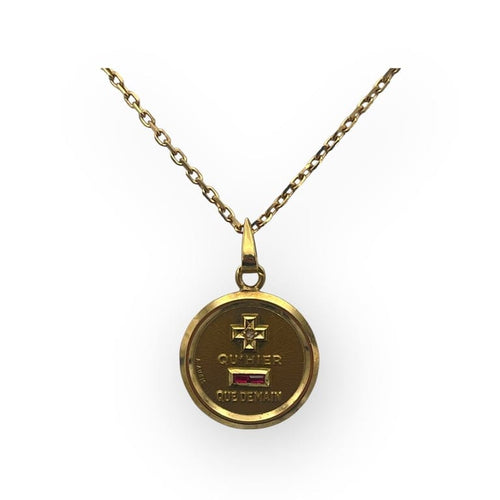 Pendentif Augis - Pendentif médaille d’amour en or jaune 18K avec diamant et rubis 58 Facettes 149066430