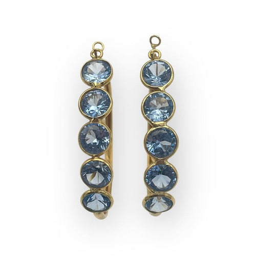 Boucles d'oreilles Créoles - Boucles d'oreilles en or jaune 18K et topazes bleues 58 Facettes 149064377