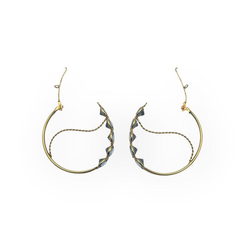 Boucles d'oreilles Créoles - Boucles d'oreilles en or jaune 18K et topazes bleues 58 Facettes 149064377