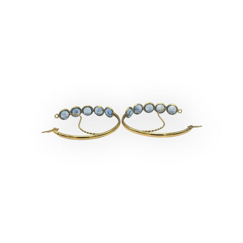 Boucles d'oreilles Créoles - Boucles d'oreilles en or jaune 18K et topazes bleues 58 Facettes 149064377