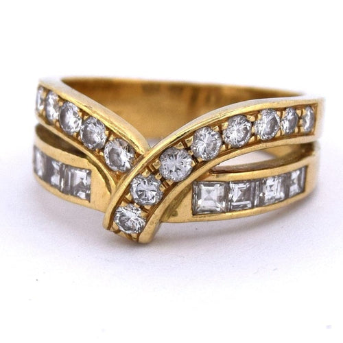 Bague 51 Bague en or jaune 18 kt à double rang de diamants 58 Facettes AN576 '(00119)