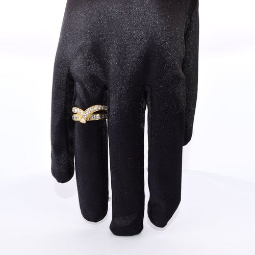 Bague 51 Bague en or jaune 18 kt à double rang de diamants 58 Facettes AN576 '(00119)