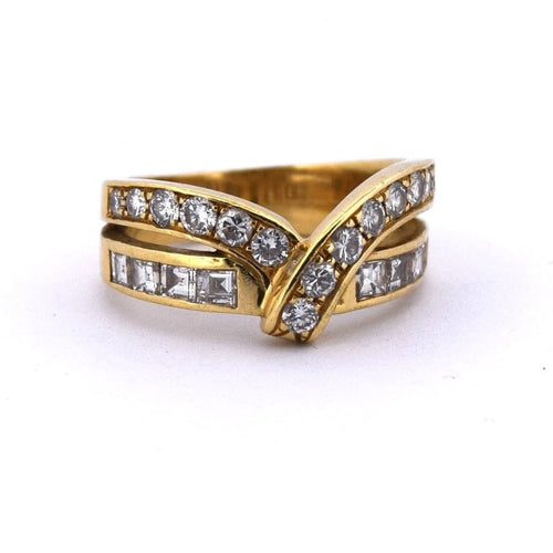 Bague 51 Bague en or jaune 18 kt à double rang de diamants 58 Facettes AN576 '(00119)