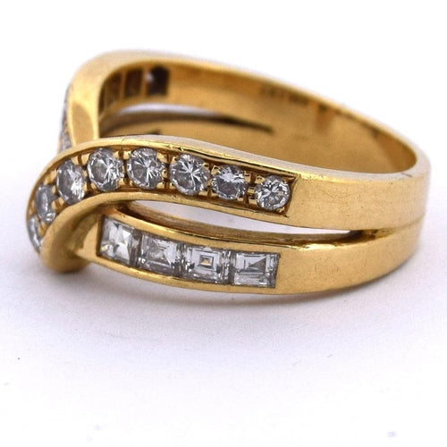 Bague 51 Bague en or jaune 18 kt à double rang de diamants 58 Facettes AN576 '(00119)
