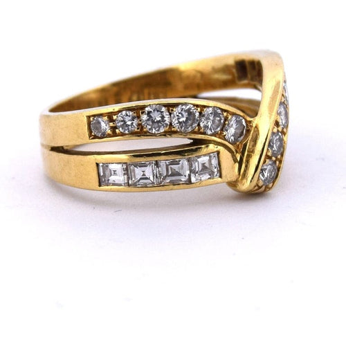 Bague 51 Bague en or jaune 18 kt à double rang de diamants 58 Facettes AN576 '(00119)