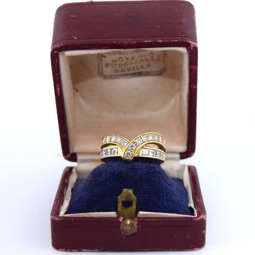 Bague 51 Bague en or jaune 18 kt à double rang de diamants 58 Facettes AN576 '(00119)
