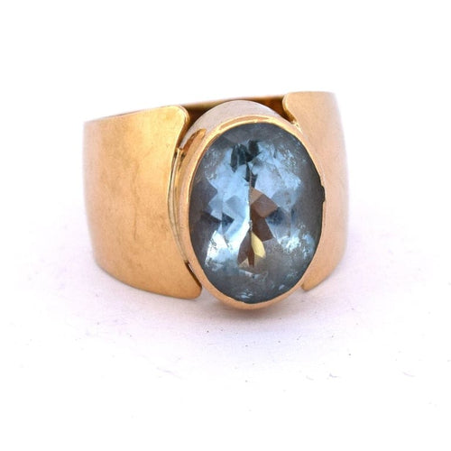 Bague 55 Bague vintage - Topaze ovale 5,00 ct en or 18 kt 58 Facettes AN572 '(0089)