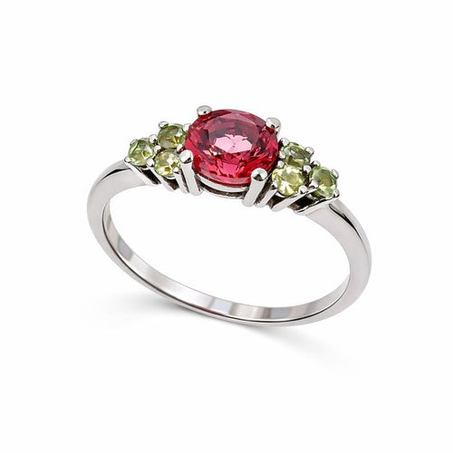 Bague 50 Bague vintage en or blanc 18k avec tourmaline ovale et péridots 58 Facettes 50346