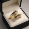 Bague 52 Bague en or jaune 750 avec diamants et rubis 58 Facettes 50091