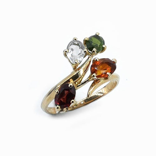 Bague 52 Bague Tutti Frutti en or jaune 18 carats et pierres fines colorées 58 Facettes