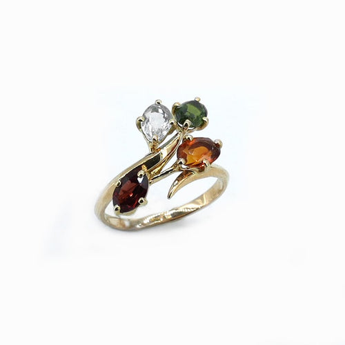 Bague 52 Bague Tutti Frutti en or jaune 18 carats et pierres fines colorées 58 Facettes