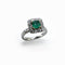 Bague 52 Bague vintage entourage en or jaune, platine, émeraude et diamants 58 Facettes