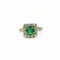 Bague 52 Bague vintage entourage en or jaune, platine, émeraude et diamants 58 Facettes