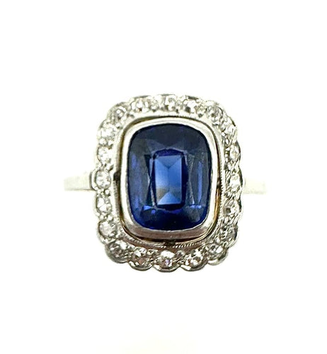 Bague 55 Bague marguerite 1910 en or jaune 14K et platine, saphir synthétique 58 Facettes 1910 bague