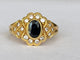 Bague 53 Bague cocktail entourage en or jaune 18 ct avec saphir et diamants 58 Facettes ring